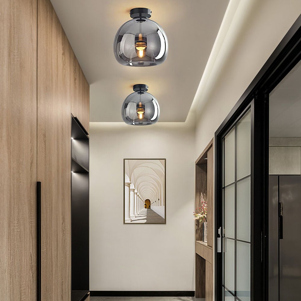 Semi-Flush Mount Ceiling Light Fixture With Tinted Glass Bowl | Temsk