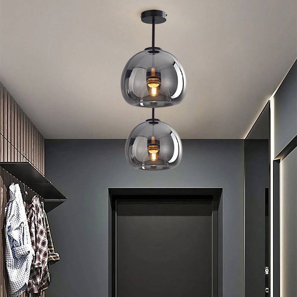 Semi-Flush Mount Ceiling Light Fixture With Tinted Glass Bowl | Temsk