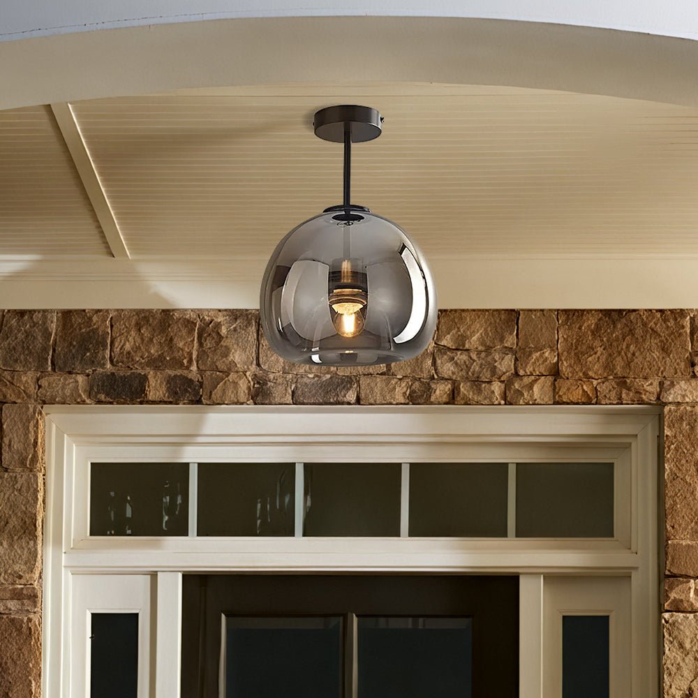 Semi-Flush Mount Ceiling Light Fixture With Tinted Glass Bowl | Temsk