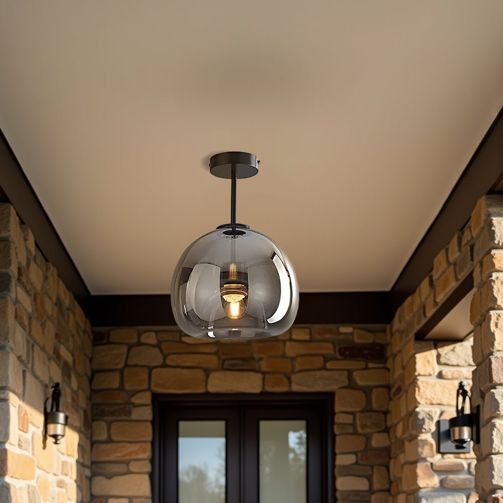 Semi-Flush Mount Ceiling Light Fixture With Tinted Glass Bowl | Temsk