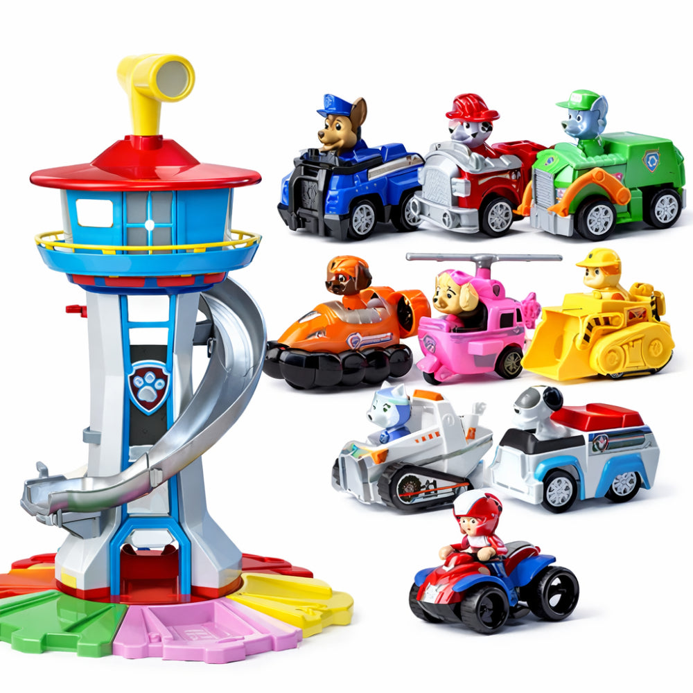 Indoor Racing Car Track With Multilevel Tower Slide Playset | Temsk