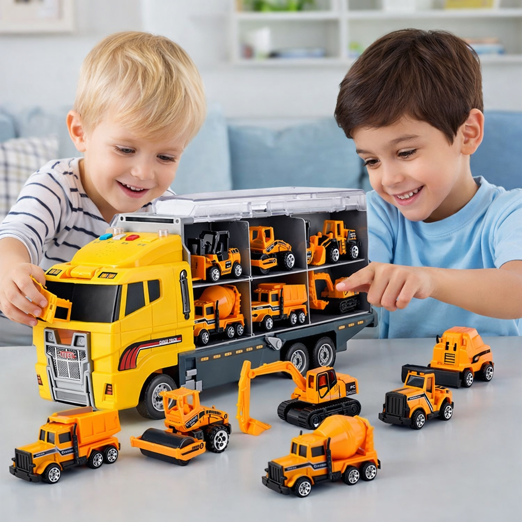 Alloy Mini Truck Carrier Set For Construction Play Vehicles Kit | Temsk