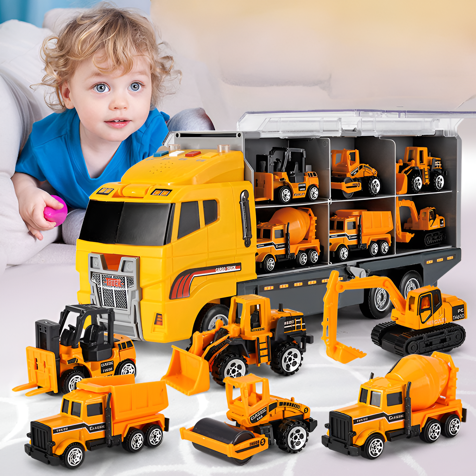 Alloy Mini Truck Carrier Set For Construction Play Vehicles Kit | Temsk
