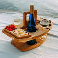 Trailside Foldable Wooden Picnic Table With Glass Holders And Snack Compartments | Temsk