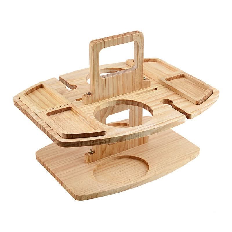 Trailside Foldable Wooden Picnic Table With Glass Holders And Snack Compartments | Temsk