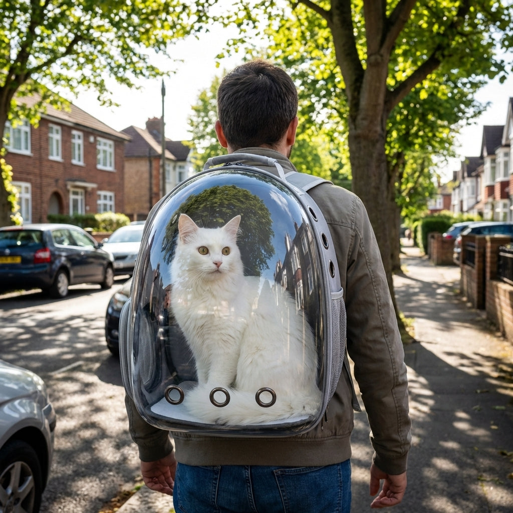 Transparent Bubble Cat Backpack Carrier With PVC And Oxford 30x23x42cm | Temsk