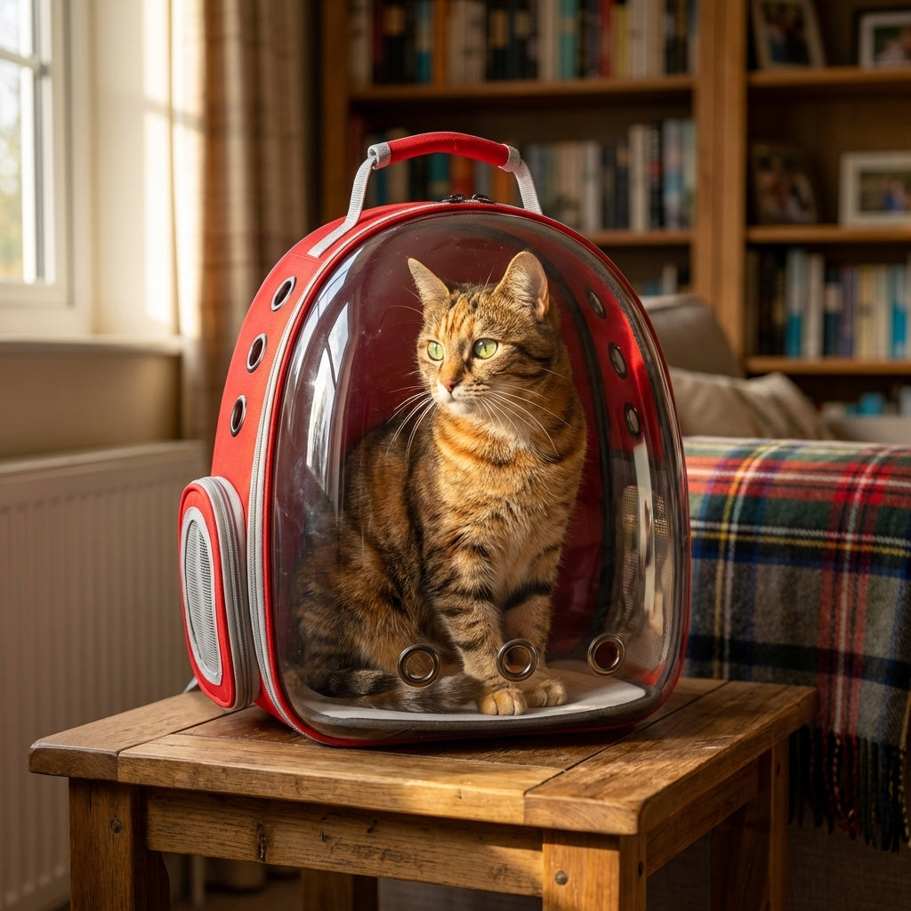 Transparent Bubble Cat Backpack Carrier With PVC And Oxford 30x23x42cm | Temsk
