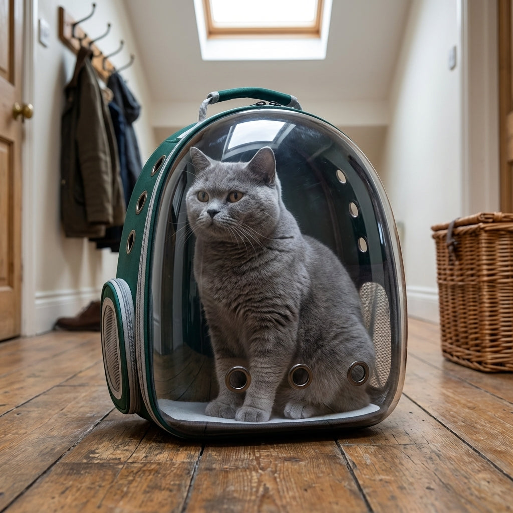 Transparent Bubble Cat Backpack Carrier With PVC And Oxford 30x23x42cm | Temsk