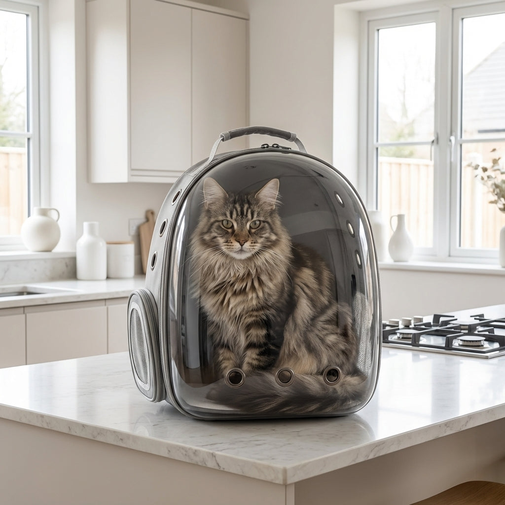 Transparent Bubble Cat Backpack Carrier With PVC And Oxford 30x23x42cm | Temsk