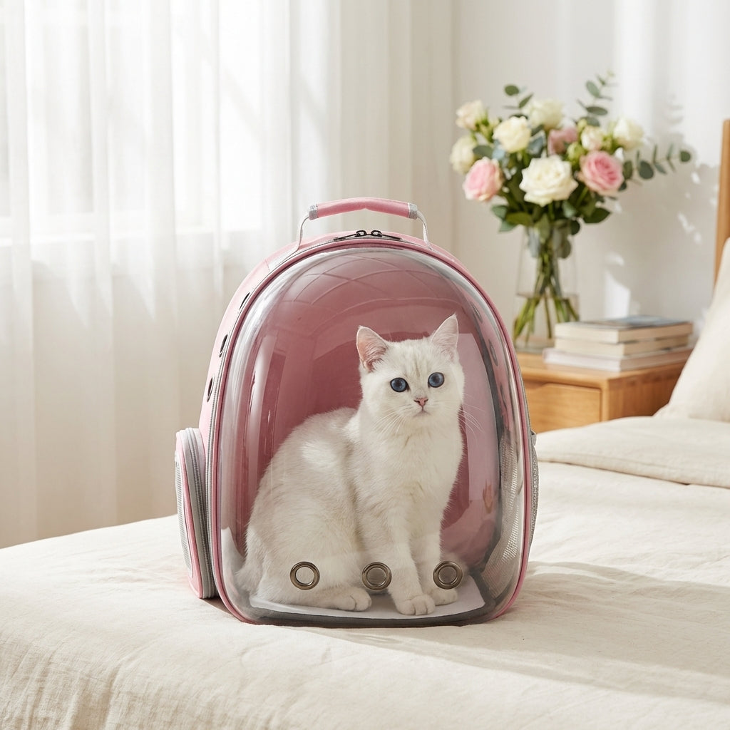 Transparent Bubble Cat Backpack Carrier With PVC And Oxford 30x23x42cm | Temsk