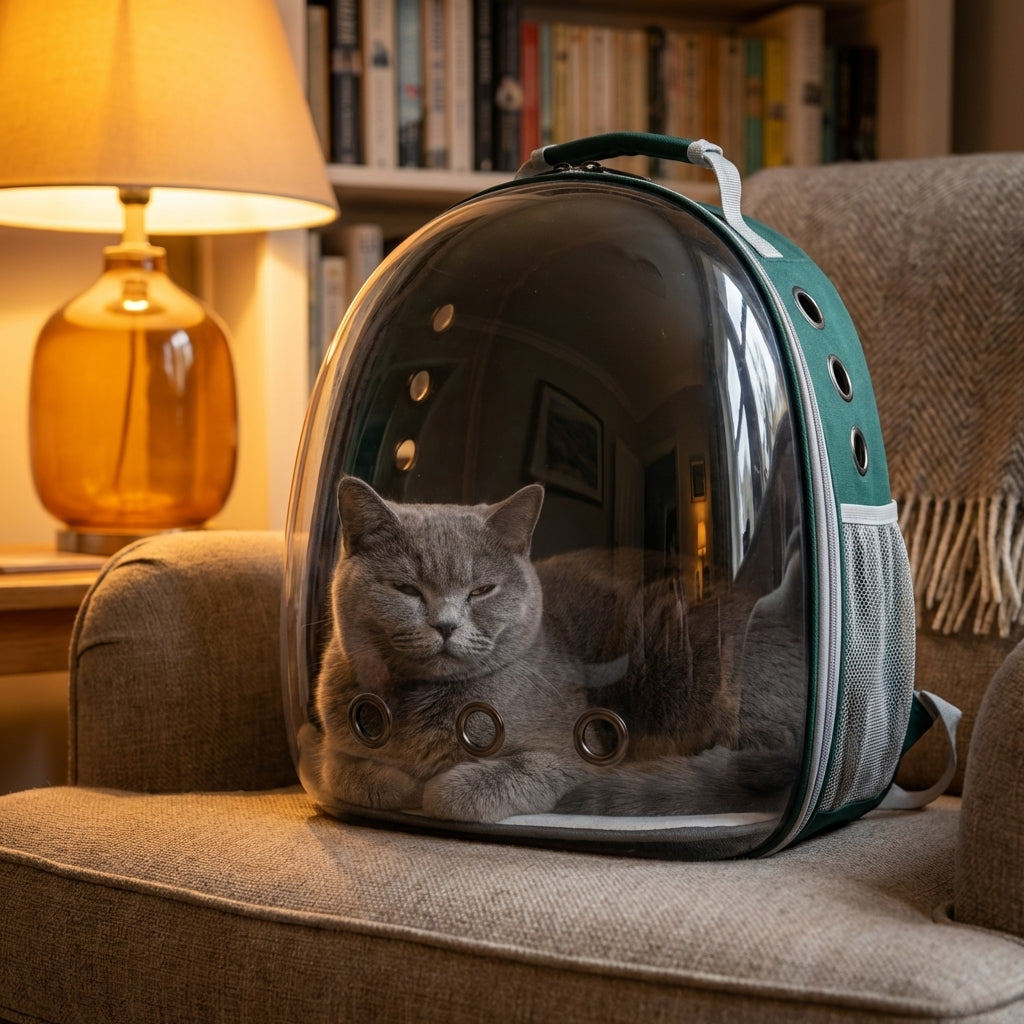 Transparent Bubble Cat Backpack Carrier With PVC And Oxford 30x23x42cm | Temsk