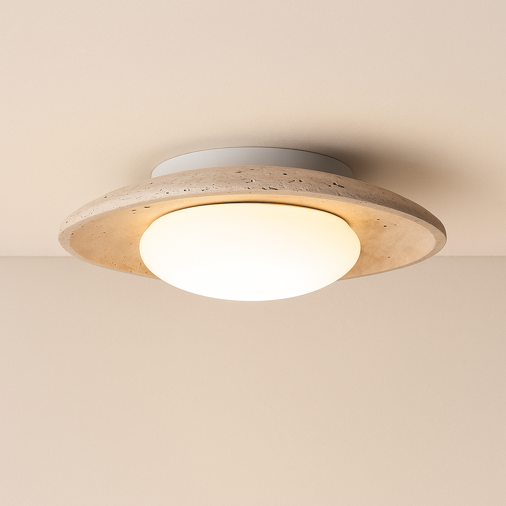 TerraLume Serene Compact Japandi Flush Mount Ceiling Light | Temsk