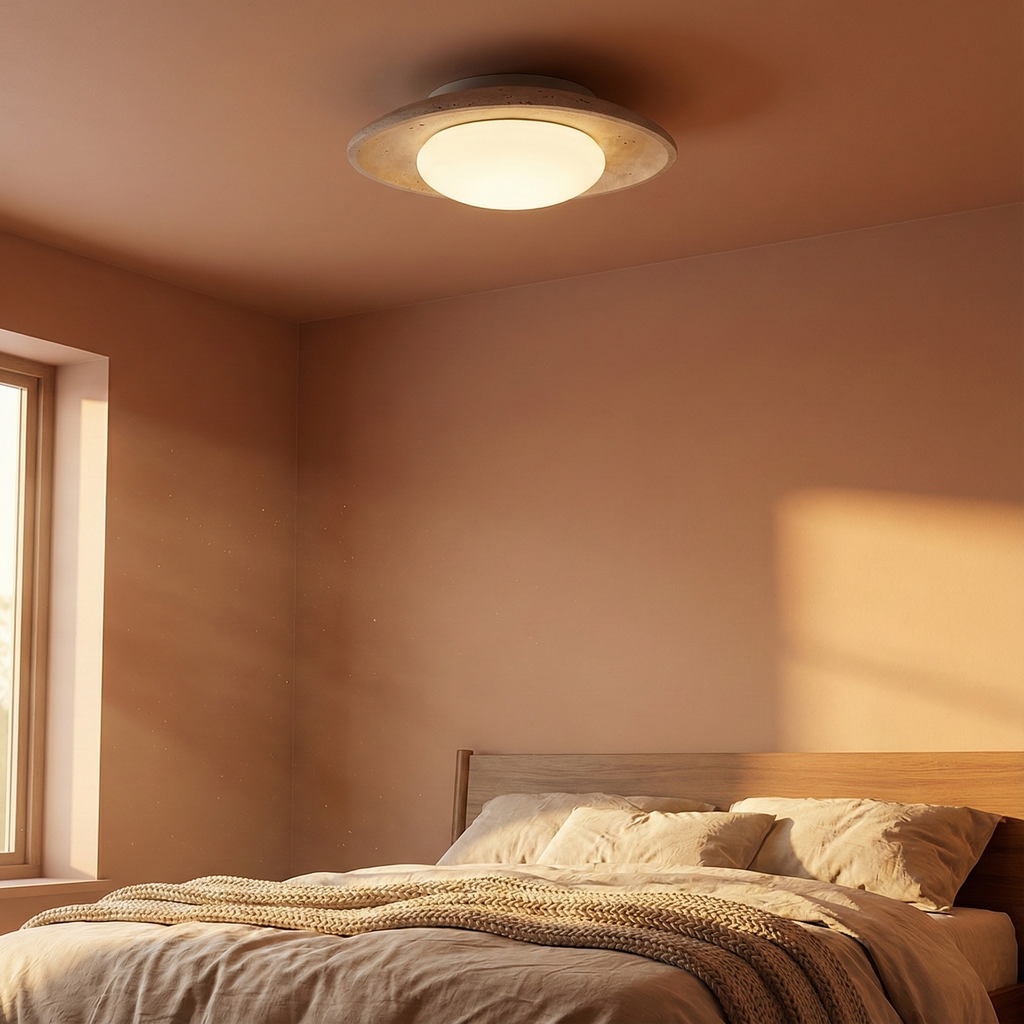 TerraLume Serene Compact Japandi Flush Mount Ceiling Light | Temsk