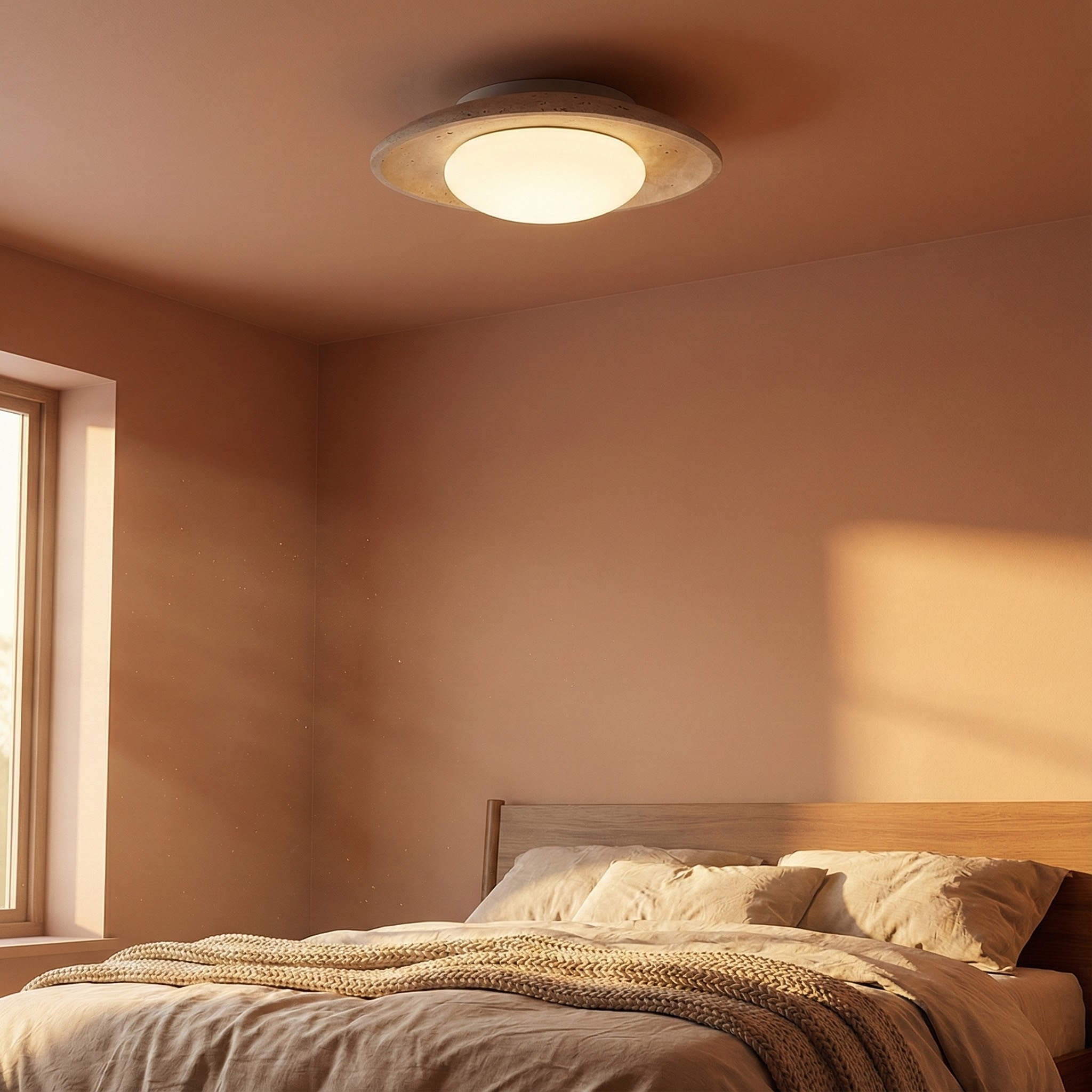 TerraLume Serene Compact Japandi Flush Mount Ceiling Light | Temsk