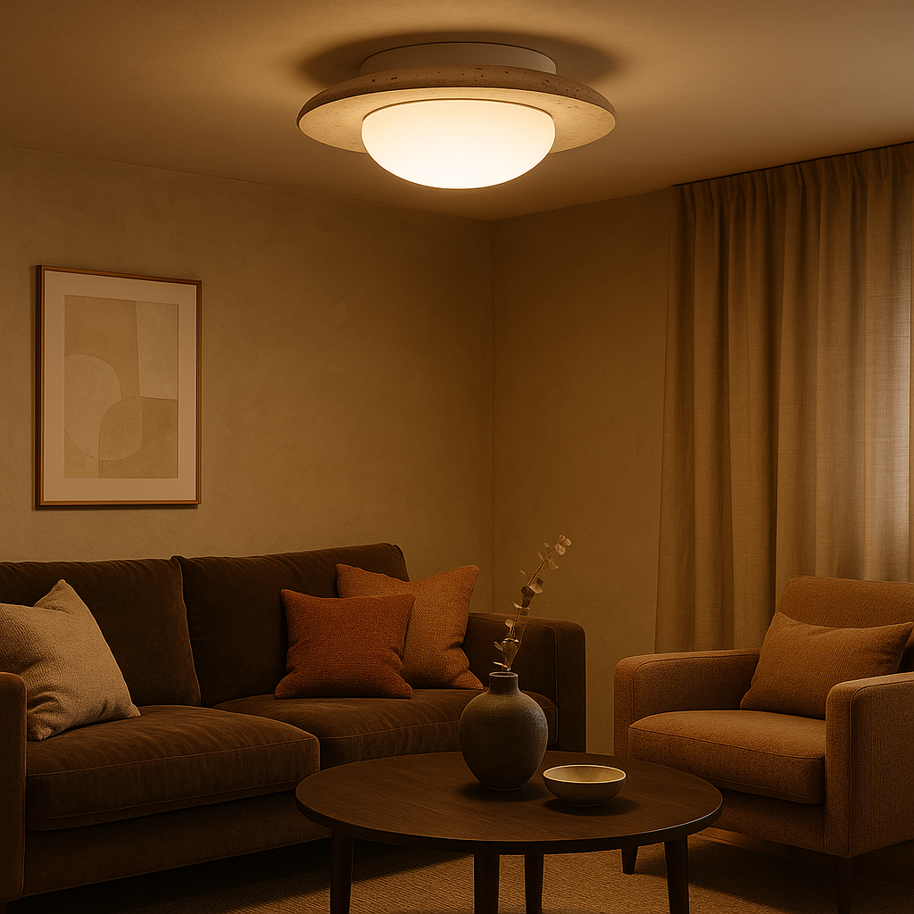 TerraLume Serene Compact Japandi Flush Mount Ceiling Light | Temsk