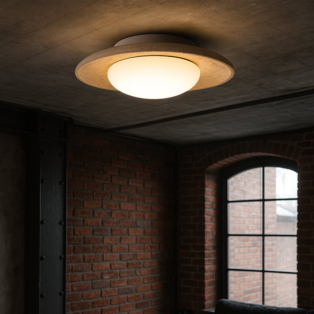 TerraLume Serene Compact Japandi Flush Mount Ceiling Light | Temsk