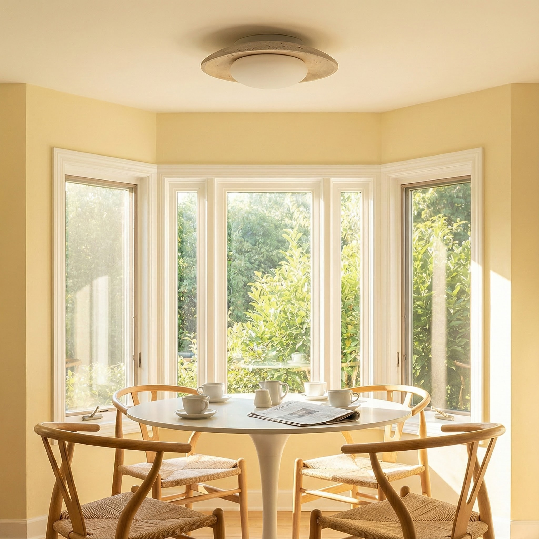 TerraLume Serene Compact Japandi Flush Mount Ceiling Light | Temsk