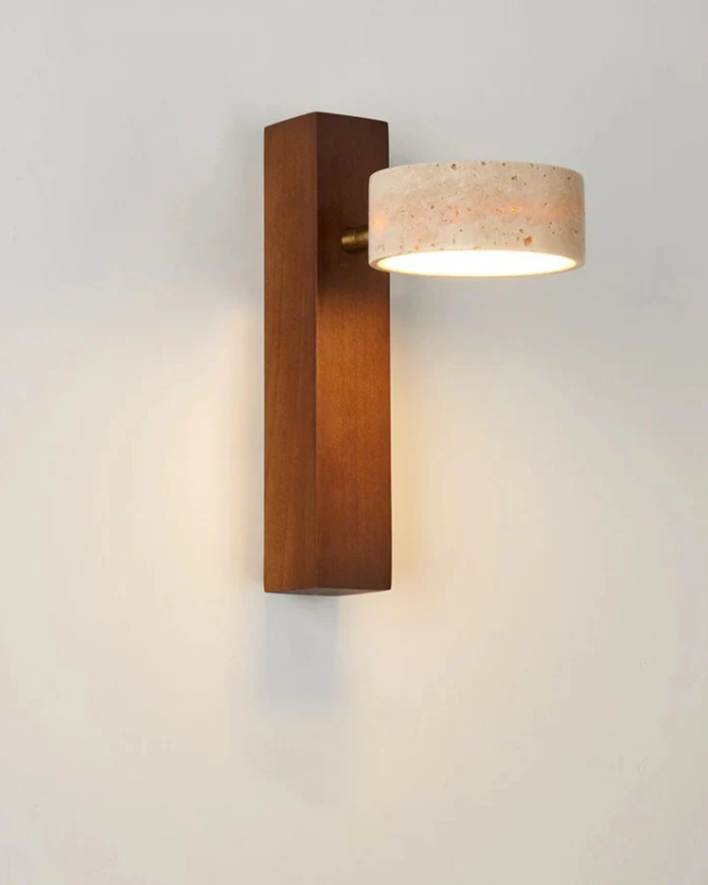Travertin-Wandlampe im modernen Stein-Holz-Wandleuchten-Stil | Temsk