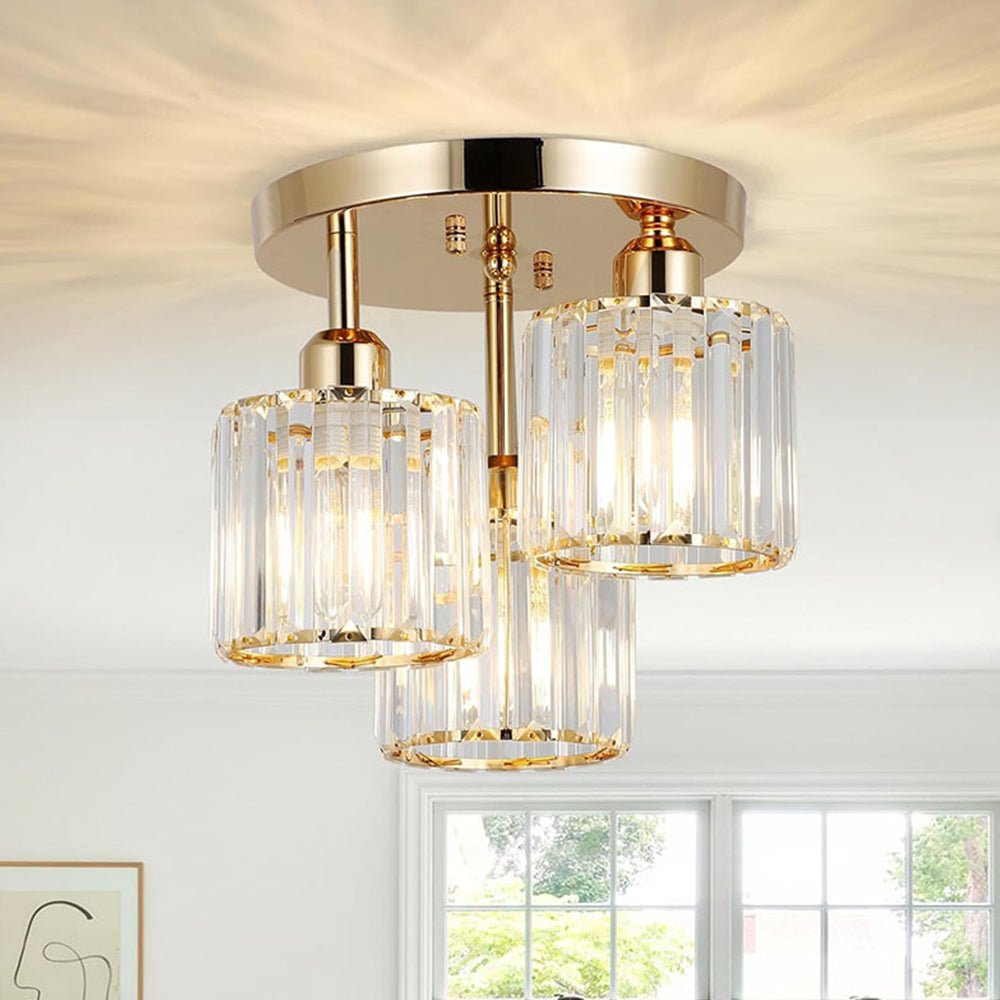18-Inch Triple-Head Semi-Flush Ceiling Light With Glass Shades | Temsk