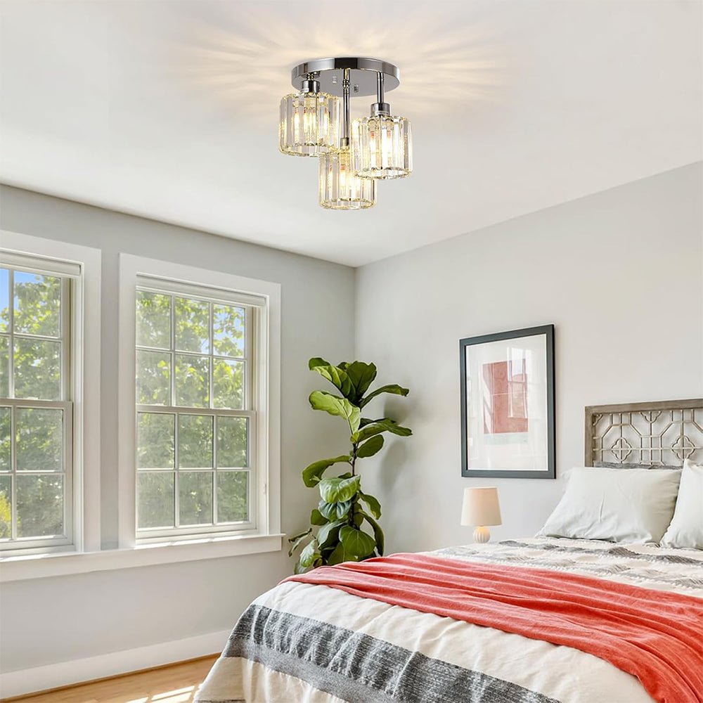 18-Inch Triple-Head Semi-Flush Ceiling Light With Glass Shades | Temsk