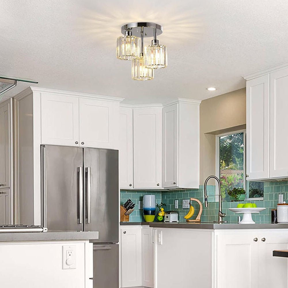 18-Inch Triple-Head Semi-Flush Ceiling Light With Glass Shades | Temsk