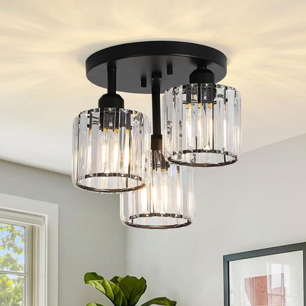 18-Inch Triple-Head Semi-Flush Ceiling Light With Glass Shades | Temsk