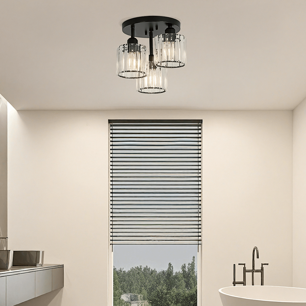 18-Inch Triple-Head Semi-Flush Ceiling Light With Glass Shades | Temsk
