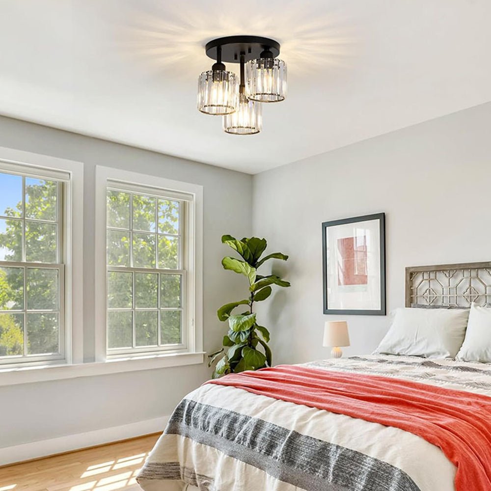 18-Inch Triple-Head Semi-Flush Ceiling Light With Glass Shades | Temsk