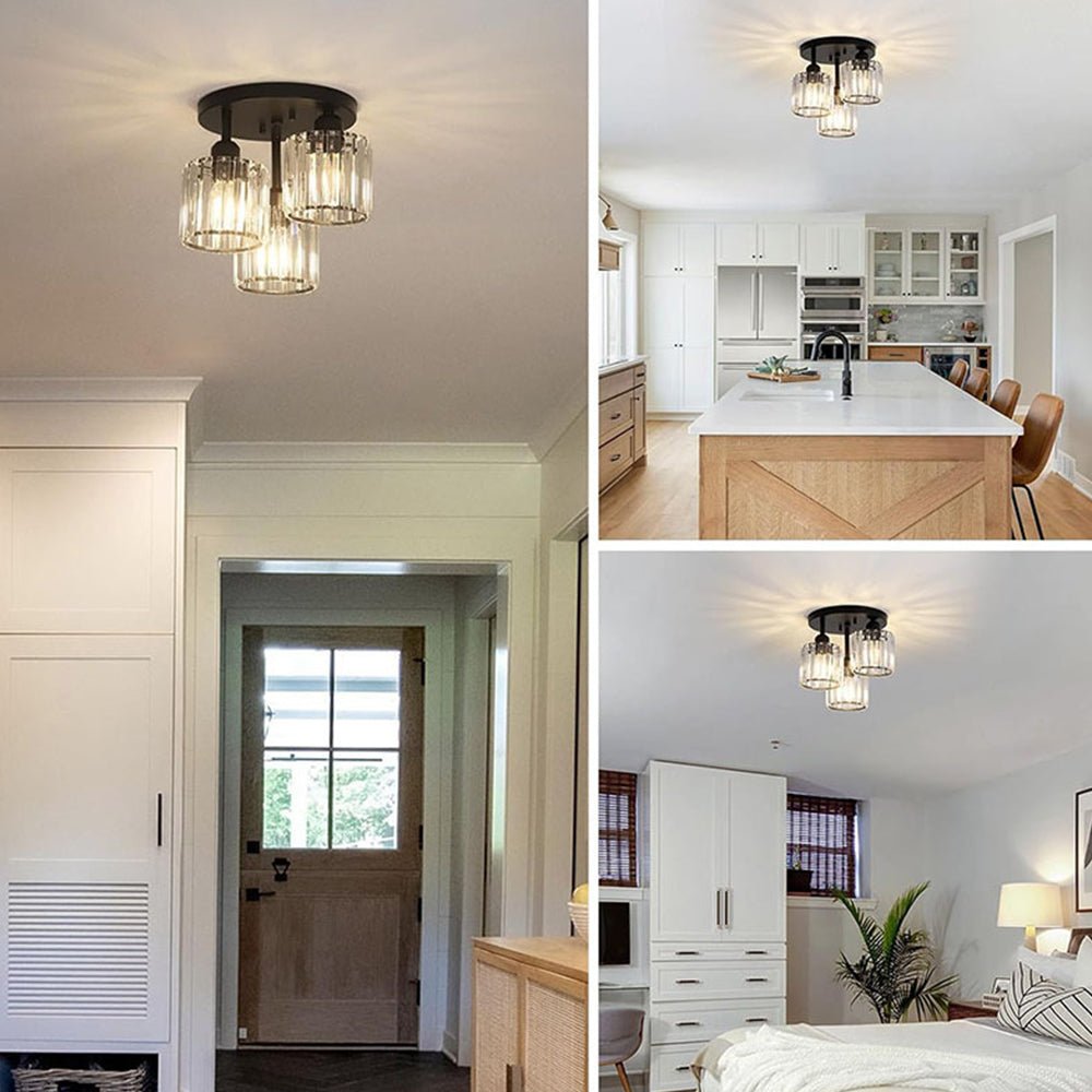 18-Inch Triple-Head Semi-Flush Ceiling Light With Glass Shades | Temsk