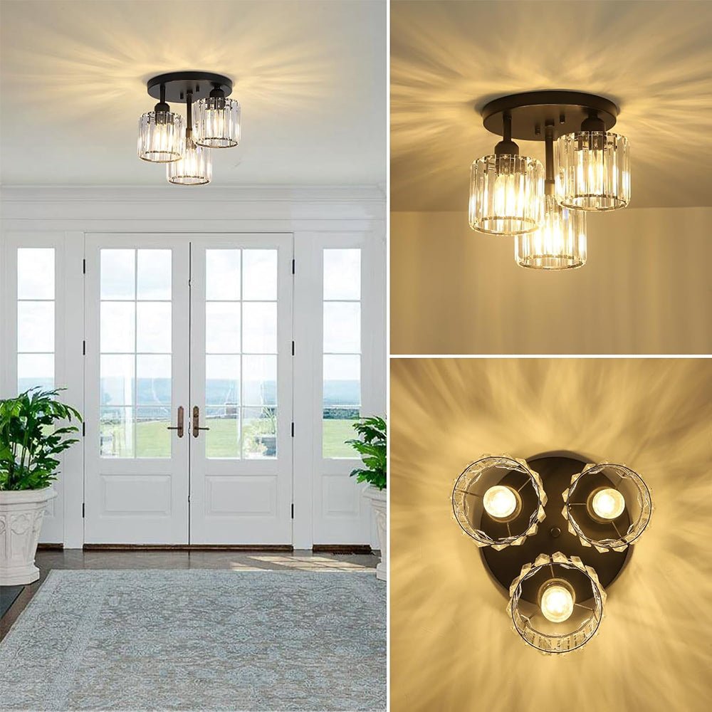 18-Inch Triple-Head Semi-Flush Ceiling Light With Glass Shades | Temsk