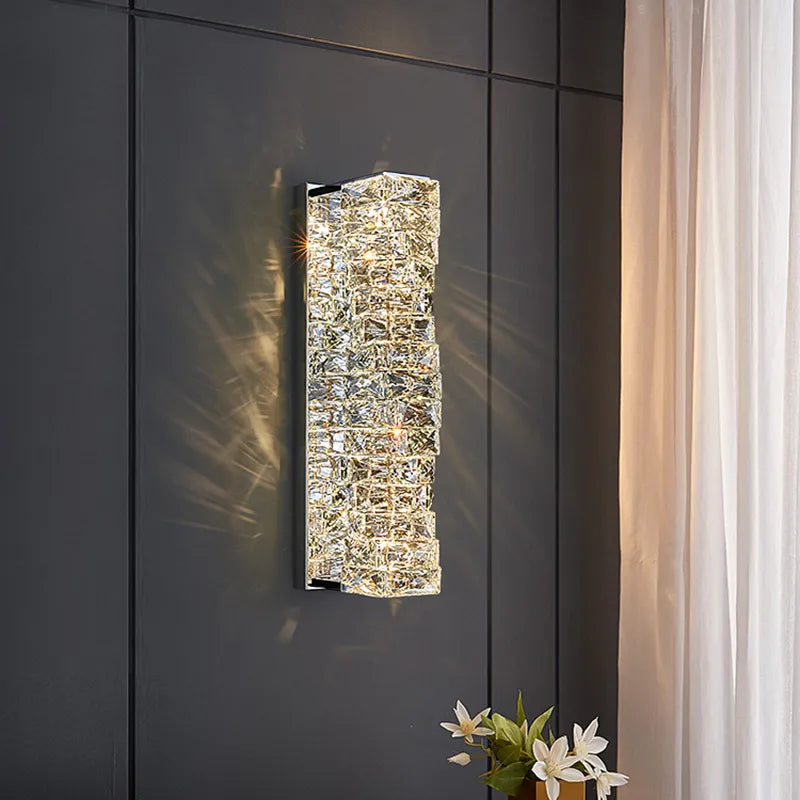 Nova Crystal Accents Wall Lamp In Stainless Steel With Three Color Temperatures | Temsk