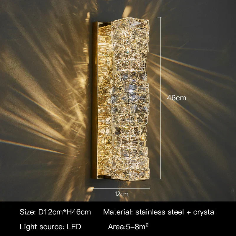 Nova Crystal Accents Wall Lamp In Stainless Steel With Three Color Temperatures | Temsk