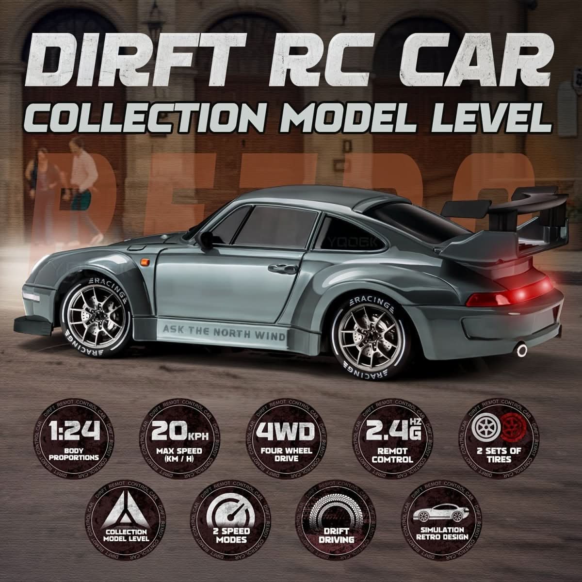 Nova Drift Master RC Auto mit LED-Rädern und 1:24 Maßstab 4WD | Temsk