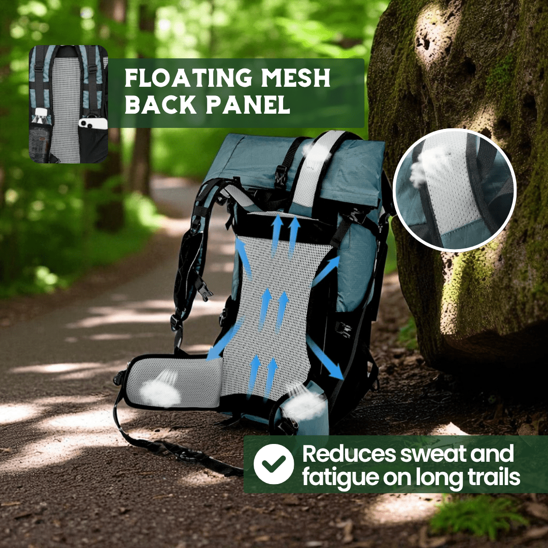 AeroTrail 50L Ultralight Expandable Adventure Backpack With Rolltop | Temsk