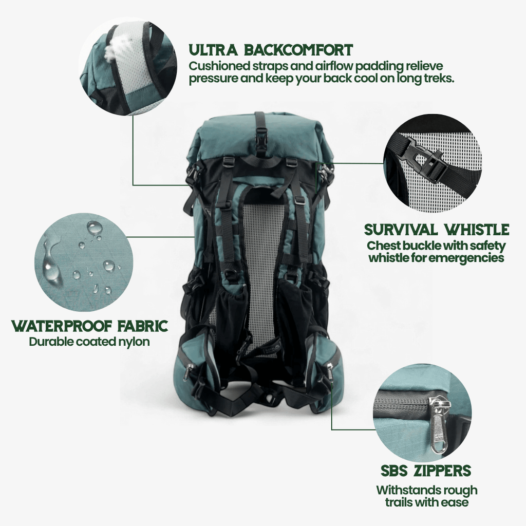 AeroTrail 50L Ultralight Expandable Adventure Backpack With Rolltop | Temsk