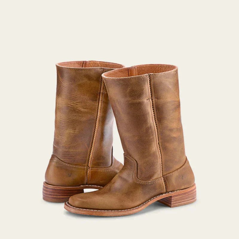 Aurelle Timeless Women's Leather Boots With Block Heel And Classic Design | Temsk