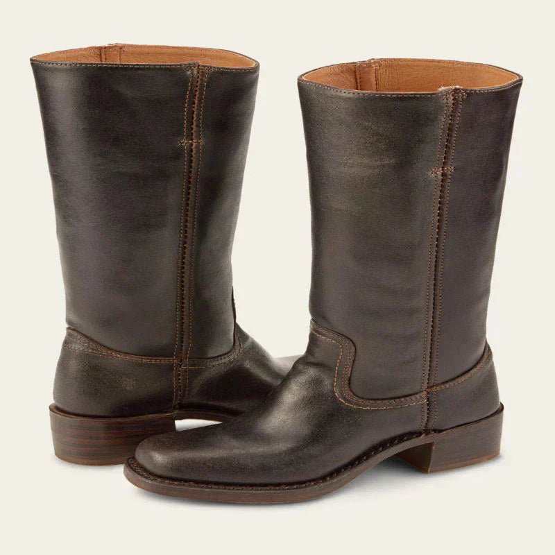 Aurelle Timeless Women's Leather Boots With Block Heel And Classic Design | Temsk