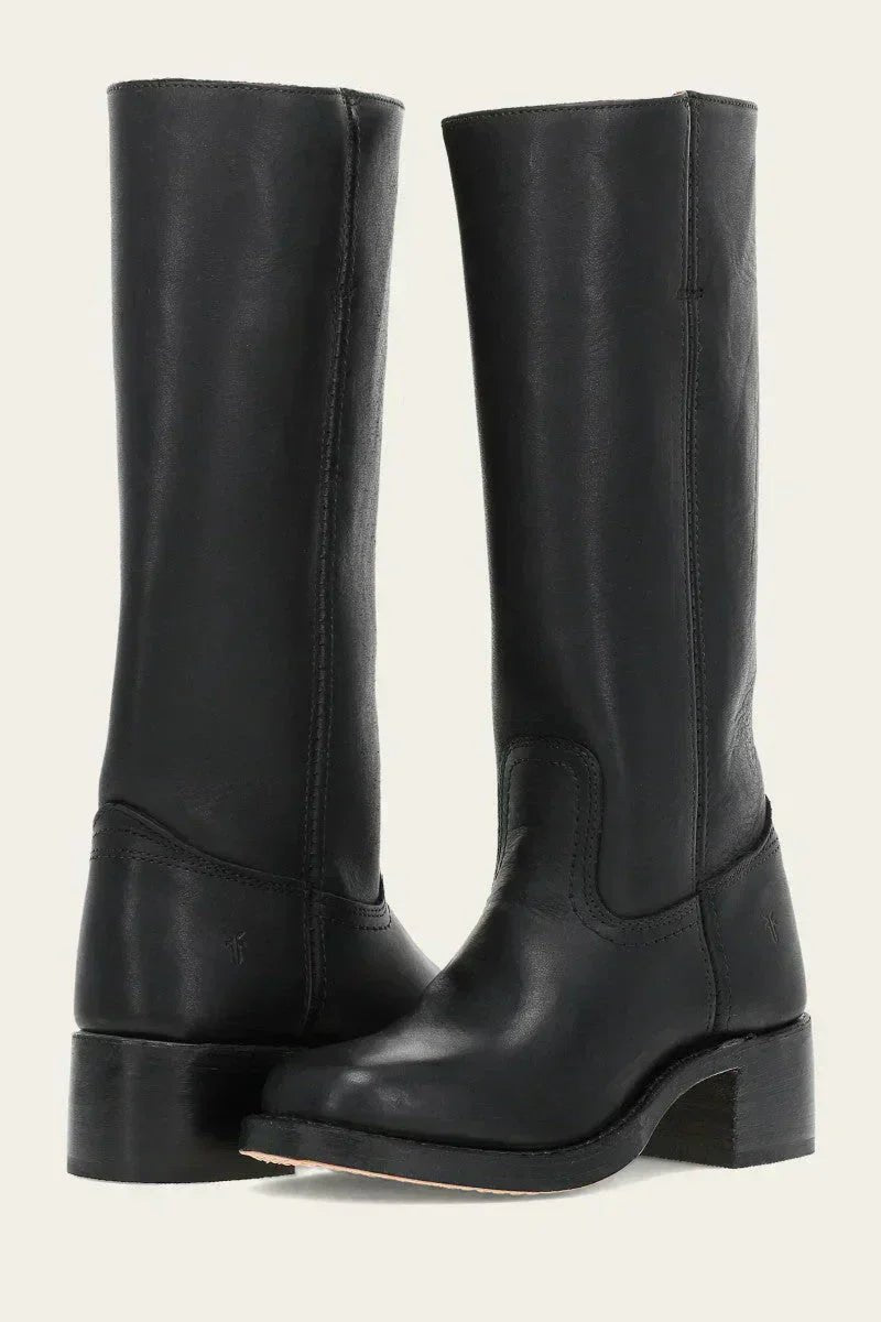 Aurelle Timeless Women's Leather Boots With Block Heel And Classic Design | Temsk