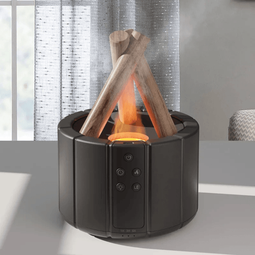 Difusor de Aromas com Humidificador Ultrassónico em Chama e Óleo Perfumado com Iluminação Relaxante | Temsk