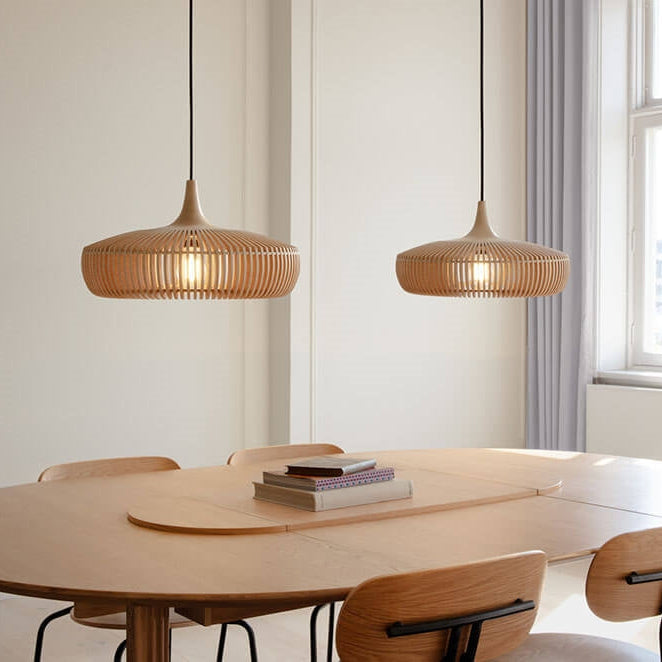 Wood Pendant Light With Minimalist Dome Shade For Indoor Use | Temsk