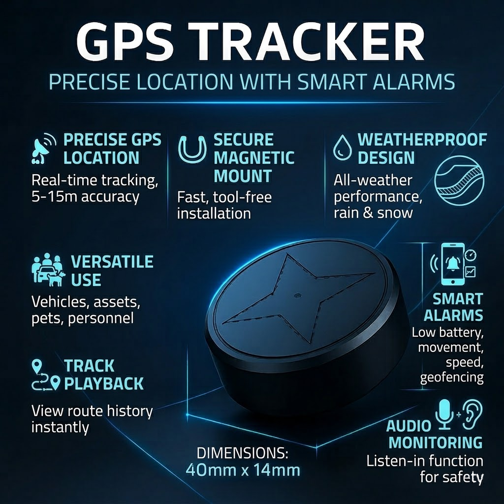 Kompakter GPS-Tracker für Fahrzeugortung mit Magnetbefestigung | Temsk