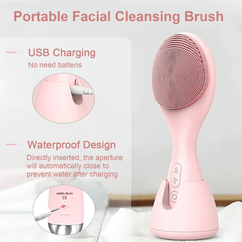 Lumivibe Electric Silicone Facial Cleanser With LED Light And 42 Celsius Heat | Temsk