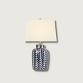 Astra Blue and White Porcelain Table Lamp With Satin Nickel Finish | Temsk