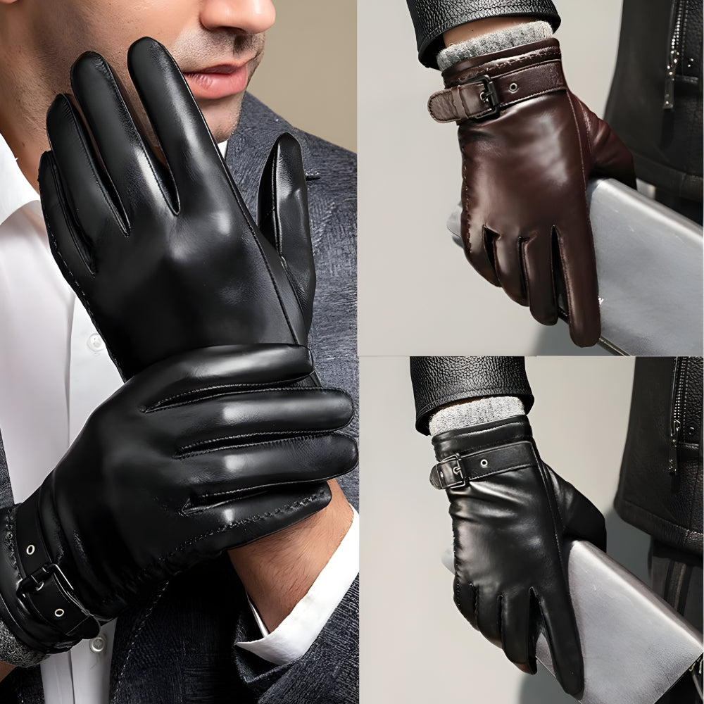 Men's Winter Touchscreen Gloves With Strap Closure For Driving | Temsk