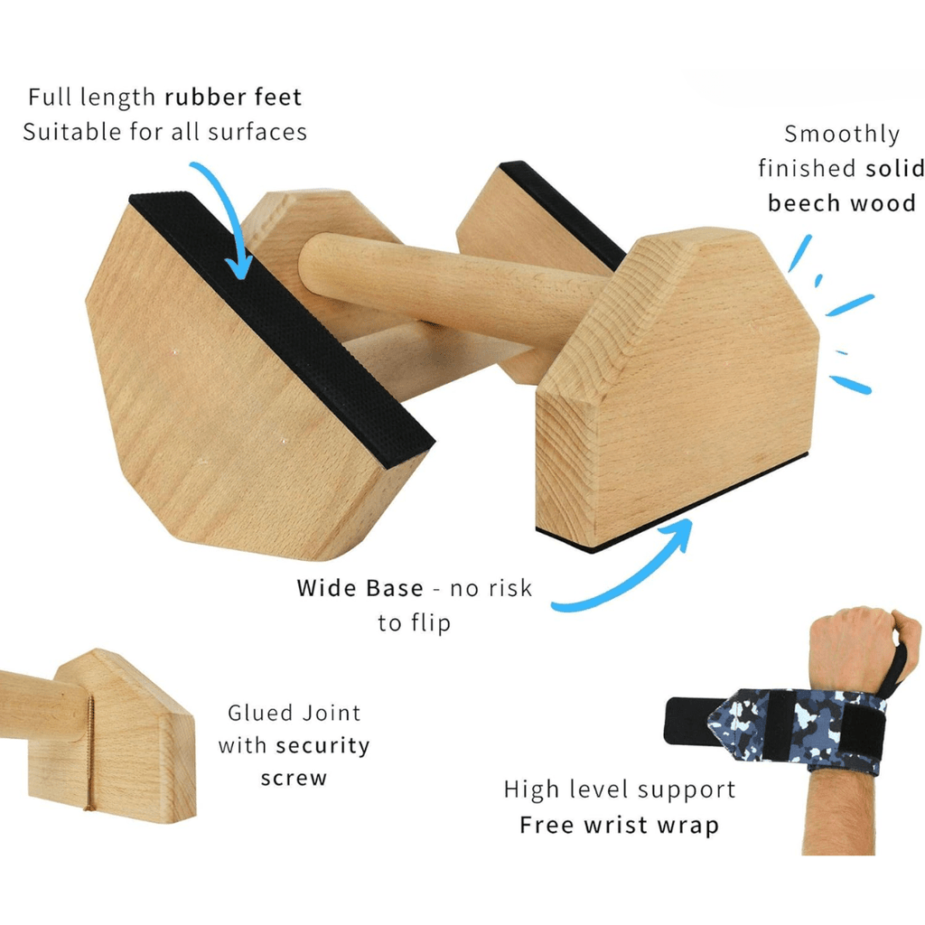 NovaFlex Wooden Push-Up Bars For Stable Calisthenics Training | Temsk