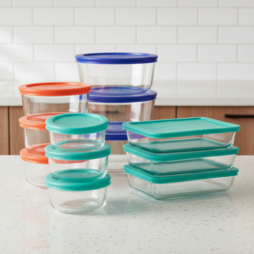 CrystalVault 12-Piece Glass Storage Set For Fresh Food Organization Airtight Temsk