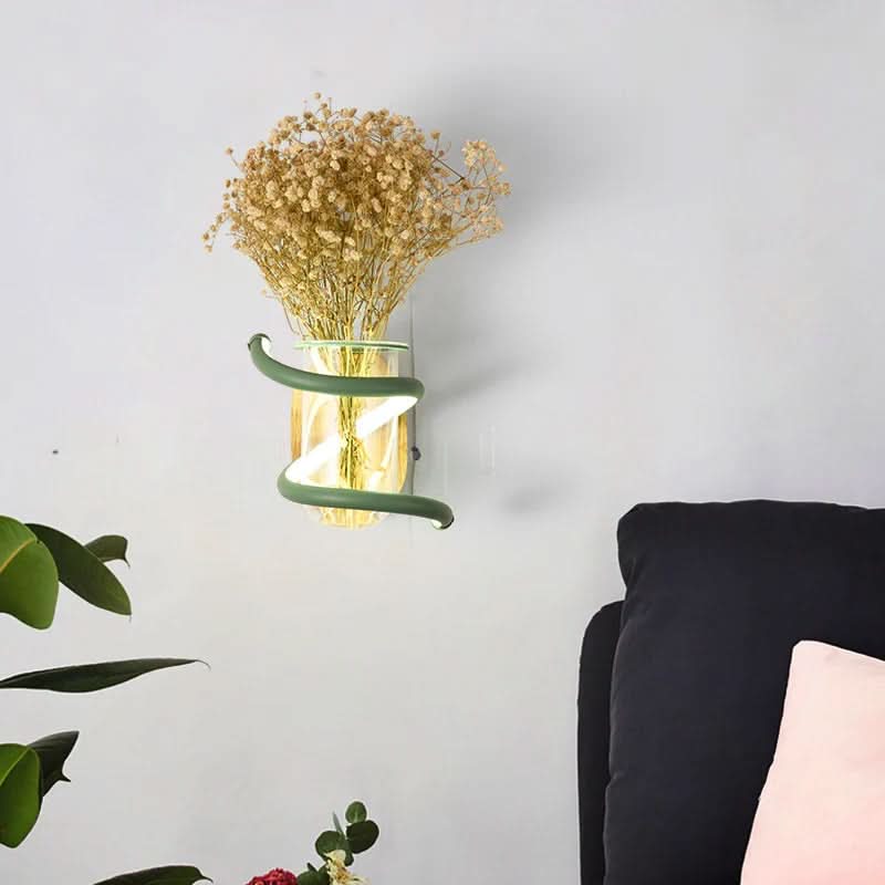 TimberGlow Wooden LED Wall Light With Built-In Vase Holder | Temsk