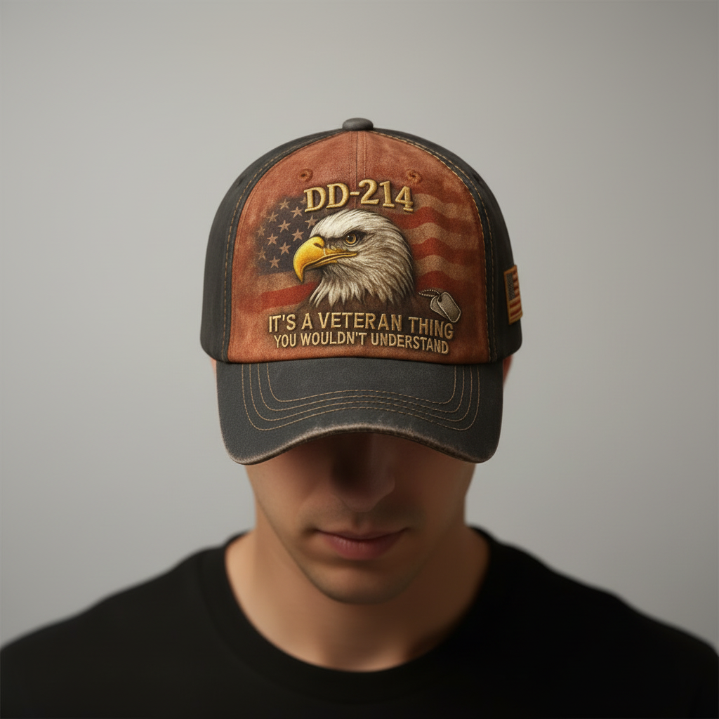 Adjustable Veteran Flag Baseball Cap With Embroidered Patch | Temsk