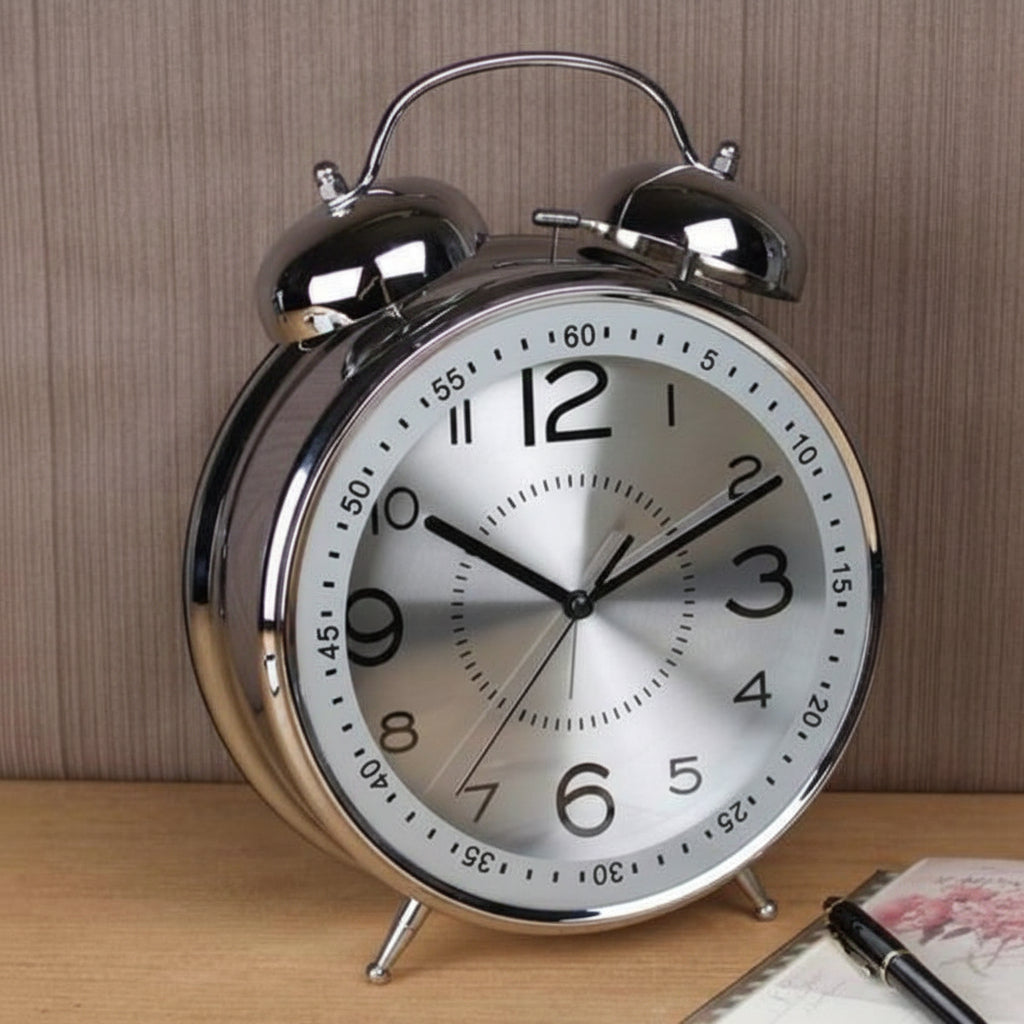 Vintage Metal Alarm Clock With Double Bell For Loud Wake Up On Nightstand | Temsk