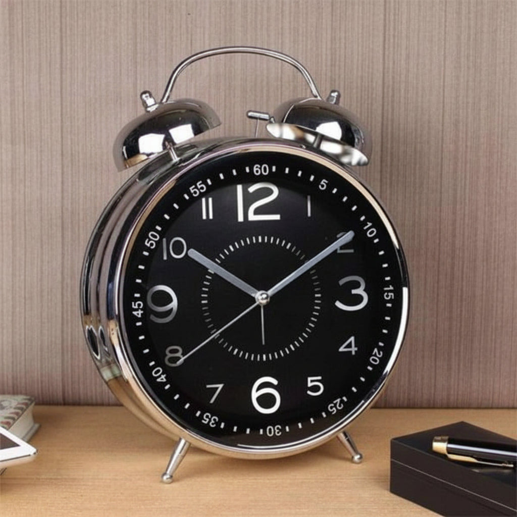 Vintage Metal Alarm Clock With Double Bell For Loud Wake Up On Nightstand | Temsk
